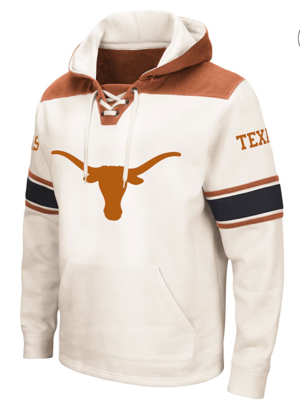 Colosseum Cream & Burnt Orange Texas Longhorns Lace-Up Pullover Hoodie football